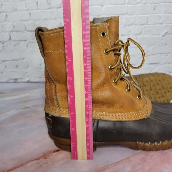 Vintage LL Bean Maine Hunting Shoe Brown Womens 7 Narrow 8" Leather Duck Boots - Picture 9 of 9